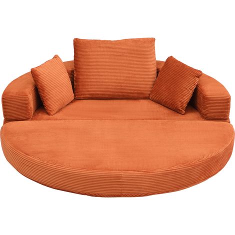 ELVMI Divano letto convertibile 2 in 1 con 3 cuscini, forma ovale, in schiuma, Arancione (1/5)