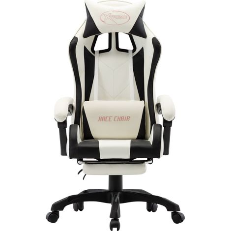 Maison Exclusive - Gaming-Stuhl mit Fußstütze Schwarz und Weiß Ku