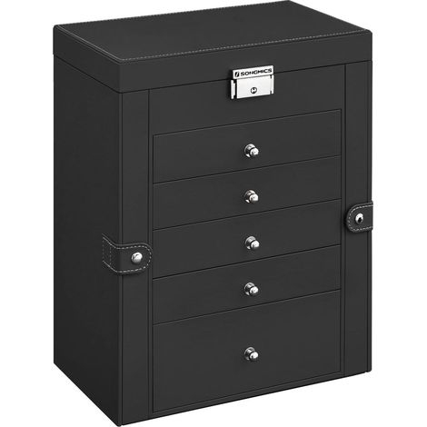 Leobert JBC152B01 caja de joyas negra con cerradura
