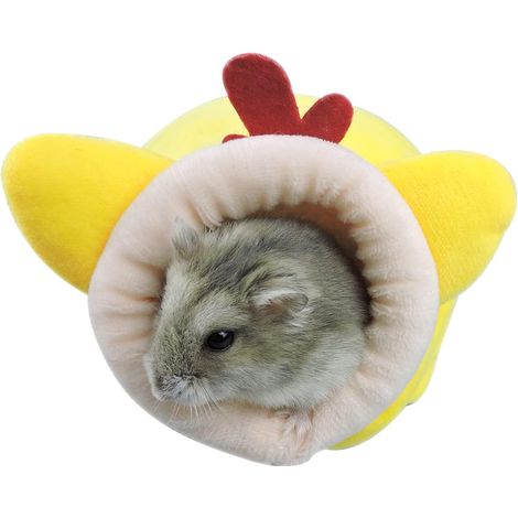 Mini-Hamsterhaus, weich und warm – Niedliches, rutschfestes Schlafnest (Gelb) Geeignet für Zwerghamster, Mini-Igel und Kleintiere