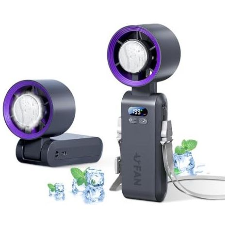 Ventilateur turbine portable - 3600 mAh - Pliable à 90° - 12 000 tr/min - Écran LED (1/5)