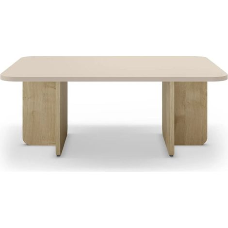 ARIA - Table basse rectangulaire 100 cm en mélamine - Chêne clair