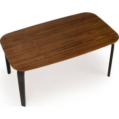 Table à manger rectangulaire 160 cm plateau en bois noyer et pieds en bois noir PEDRO (1/5)