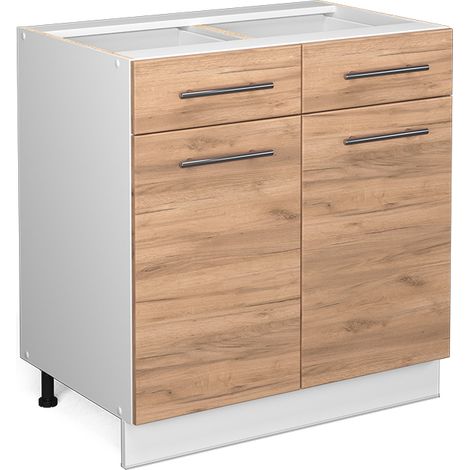 Meuble cuisine Fame-Line, Chêne de force doré, 80 cm sans plan de travail, Vicco