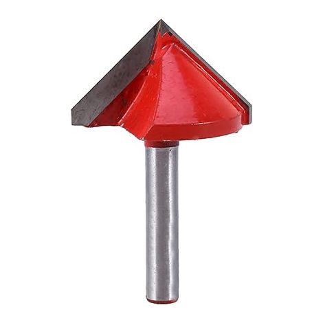 V Nutfräser V Formfräsen Holzschneider Messer CNC Fräser Wolframstahl Graviermaschine Fräser 90 Grad 6 mm Schaft 32 mm Fräserdurchmesser Gravur Rot
