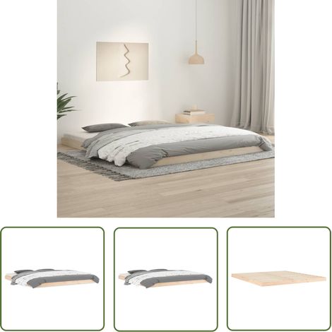 The Living Store Cadre de lit sans matelas 180x200 cm bois massif de pin - Cadre De Lit - Lit Double - Lit En Bois - Bois Massif - Pin (1/4)