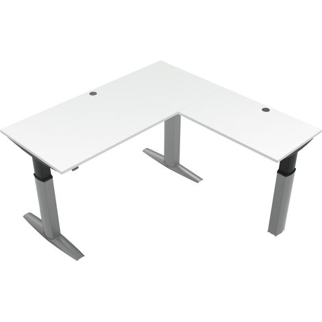 STIER Elektrisch höhenverstellbarer Eck-Schreibtisch 501-23, 180x180cm, Weiß, 68-120cm, 175kg Nutzlast, hochwertig (1/4)