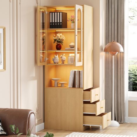 Mobile libreria con vetrina LED e cassetti 60x40x200 cm OKMYHOME (1/5)