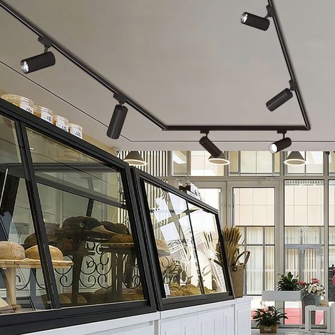 3-Phasen 6-tlg. LED Schienensystem Schwarz 40W Neutralweiß, Leistungsstarke Innenbeleuchtung für Arbeitsbereiche & Haushalt