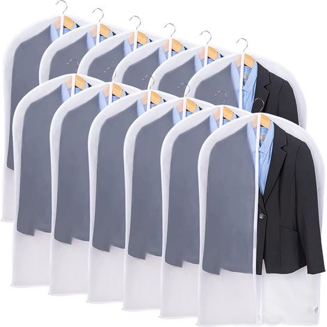 12pcs Housse de Vetement Anti Poussière Etanche Mite Humidité Housse Penderie Vetement Zip Semi Transparentes pour Chemise Costumes/Manteaux 60 100cm (1/5)