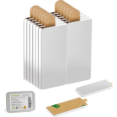 12 Aimants Autocollant Puissant Rectangulaires en Néodyme 40x10x1mm (1/5)