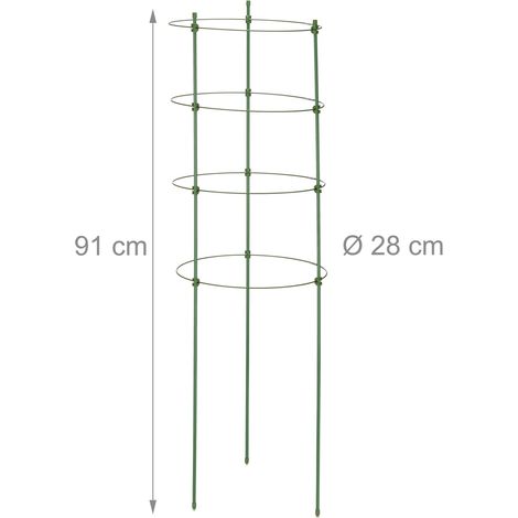 Lote de 3 tutores para tomates modernos 91 x 91 x 91 cm ajustables para balcón jardín de metal verde 130015327 (1/4)