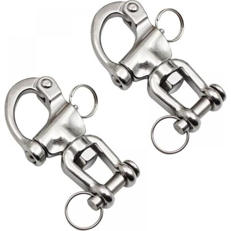 2er-Pack drehbare Schäkel aus Edelstahl 316, Schnellspanner-Schäkel für Segelboot-Fallen, 70 mm (1/4)