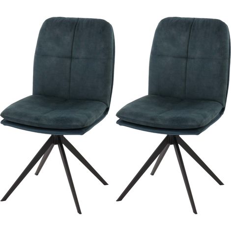 [NON UTILIZZATO] Set di 2 sedie da pranzo HHG-178, soggiorno cucina, poltrona, seduta girevole, metallo stoffa/tessuto, blu
