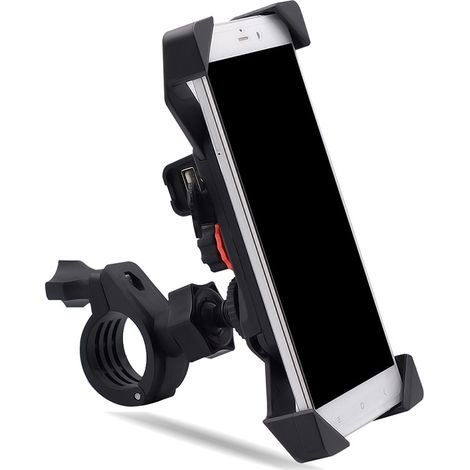 Fahrrad-Handyhalterung, Motorrad-Smartphone-Halterung, universelle Fahrrad-Lenkerhalterung mit 360°-Drehung für 3,5 bis 6,5 Zoll GPS für Smartphones und andere Geräte, Schwarz