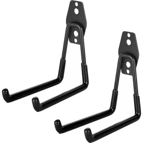 Support mural pour raquettes de tennis, présentoir pour raquettes de badminton, convient pour 3 à 5 raquettes, pour gymnases et écoles, capacité de charge 35 kg (noir, 13 x 6 x 13 cm) (1/2)