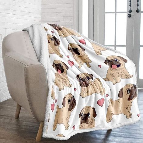 1 pièce Couverture en flanelle, motif chien, 100 x 150 cm, douce et chaude, pour canapé, bureau ou voyage (1/4)