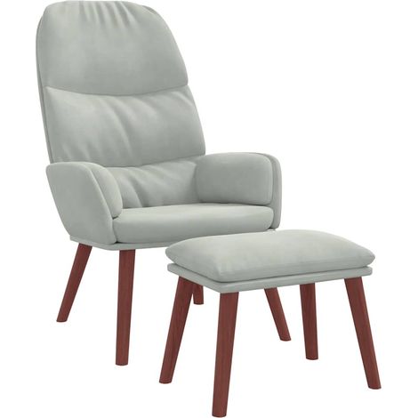 Maison Exclusive - Relaxsessel mit Hocker Hellgrau Samt (1/5)