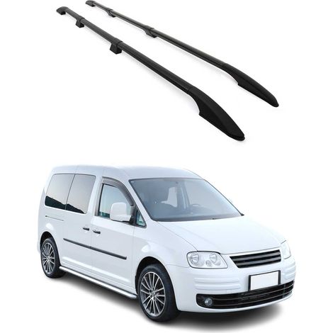 Barres de Toit longitudinales pour VW Caddy Maxi 2003-2015 L2 Aluminium Noir (1/5)