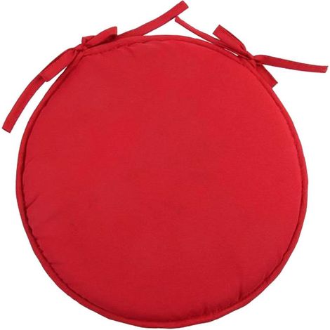 Galette de chaise ronde unie aux multiples couleurs Rouge 40x40 cm