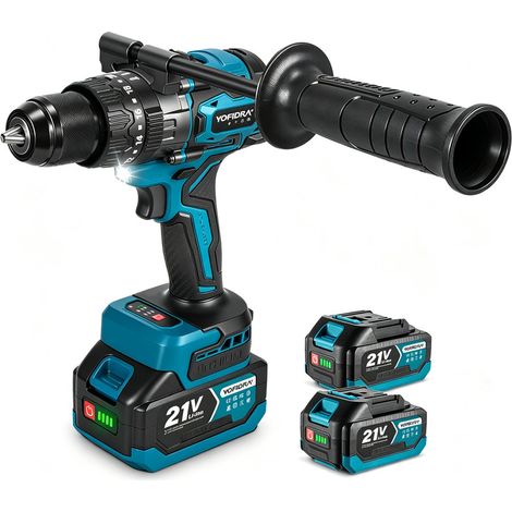 Professional Perceuse Visseuse à percussion sans fil 130Nm, Mandrin 13 mm, 20 + 3 réglages,Perceuse multifonction Brushless - 2 Batteries 4,0Ah (1/5)