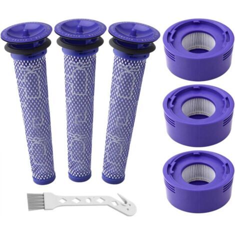 Lot de 6 filtres de rechange pour aspirateurs sans fil Dyson V7, V8 Animal et V8 Absolute, 3 post-filtres, 3 pré-filtres, remplace les numéros de pièces 965661-01 et 967478-01. (1/5)