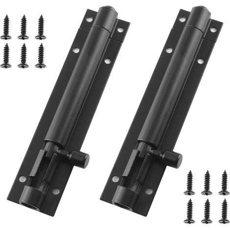 Set mit 2 schwarzen Schieberiegelschlössern aus Aluminiumlegierung, 4-Zoll-Minizylinderschlösser