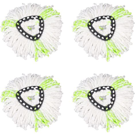4 Têtes de Rechange pour Balai Rotatif Triangle Microfibre Lavable Vert, Lot de 4 Pièces pour Nettoyage de Sol (1/5)