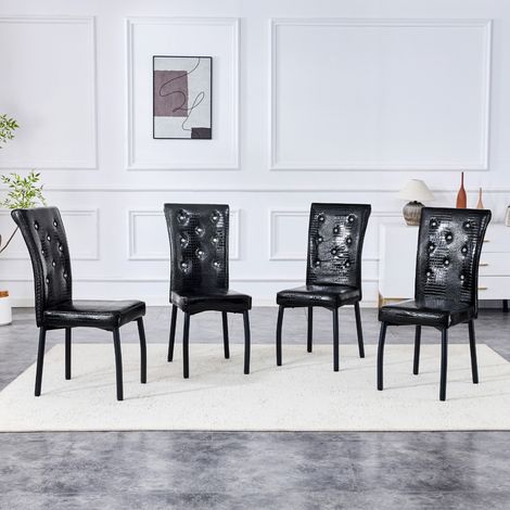 Chaise salle à manger vintage noir PVC cristal HAVRYA (1/5)