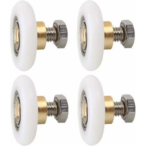 4 pièces Roulette Porte de Douche 23 mm, Roues de Rechange pour Porte de Douche Roulettes de Rechange pour Porte de Douche RainuréE avec vis Diamètre (1/4)