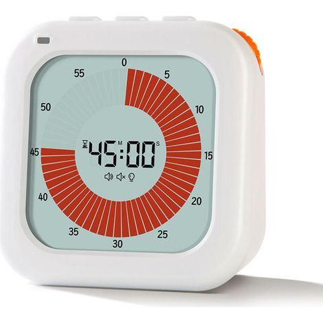 Minuteur Enfant, Visuel Timer Enfant, Volume Réglable Minuteur Visuel Numérique avec 60 Minutes pour TDAH, écran LCD, Outil éducatif de Gestion Blanc (1/5)