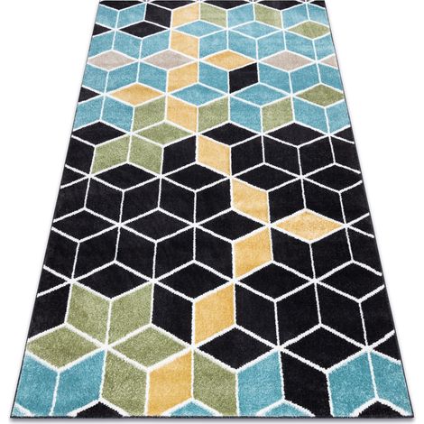 Tappeto POLI 9139A cubo 3D nero / blu black 120x170 cm