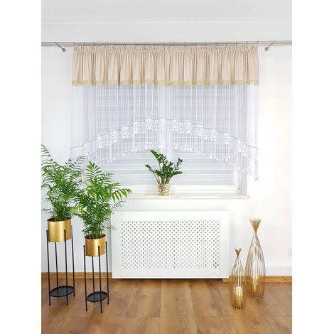 Cortina marquesina decorada con encaje guipur y circonitas - beige (1/5)