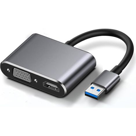 Adaptateur USB 3.0 vers HDMI/VGA, convertisseur prenant en charge la sortie synchronisée HDMI/VGA 1080p, compatible avec Windows 10/8/7 (1/5)
