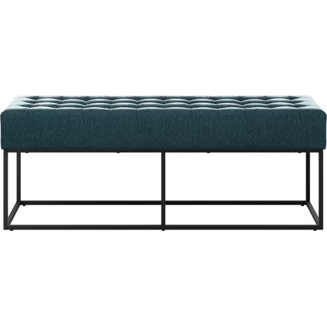 Boden Bench - Chenille/Metal - L41 x W120 x H46 cm - Yale Blue/Black Matte