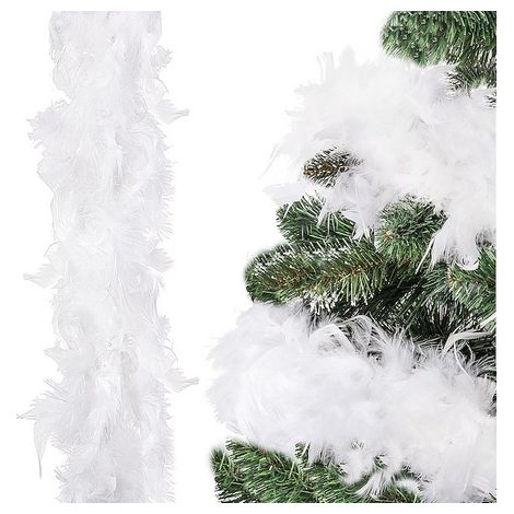 Boa di piume denso catena bianca Albero di Natale ornamento 180 cm