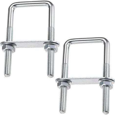 U-Boulons Carré Boulons En U, 70 x 110 mm U-Bolts En Acier Inox, U-Boulon M8 Avec éCrou Plaque De Cadre Et Rondelle, M8 Boulon En U Pour Fixation De Planches Et De Tuyaux (70 x 110 mm) (1/5)