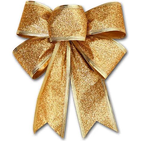 Weihnachtsschleifen für die Außendekoration, große Glitzerschleife für den Weihnachtsbaum mit goldenem Glitzerrand für die Weihnachtstür, rot, 18 x 23 cm