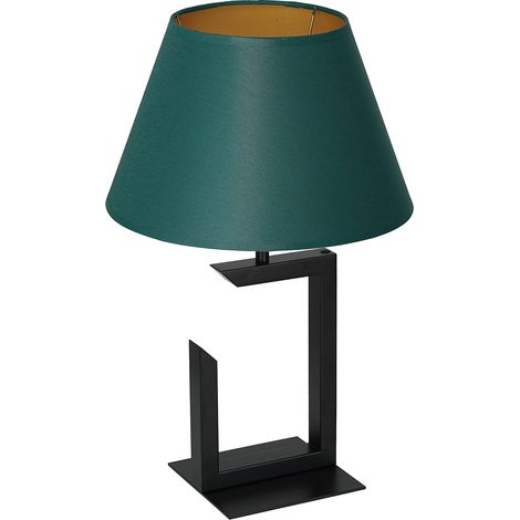 Lampe de table noire, abat-jour vert or, 45 cm E27 Luminex