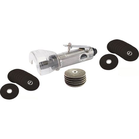Oc-Pro – Meuleuse pneumatique 18000 tr/min – Pression 6,3 bars – 25 disques Ø 75 mm inclus – Pour découpe précise dans espaces confinés