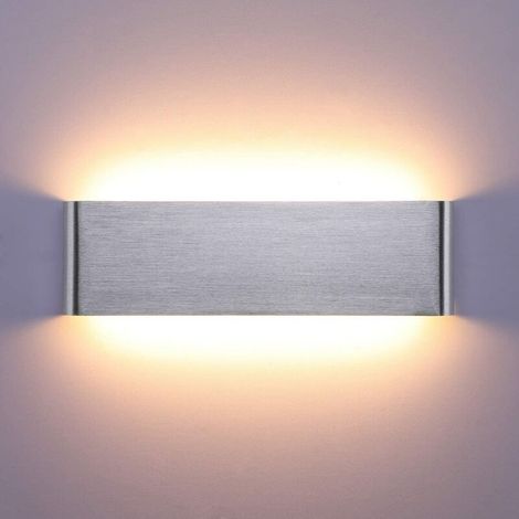 Applique Murale LED Intérieur 12W-30CM Lampe Murale LED 3000K Moderne en Aluminium IP44 pour Chambre Salon Escalier Maison Couloir Hôtels Salon Hall d'Entrée Vitrine Argent Brossé Blanc chaud (1/5)
