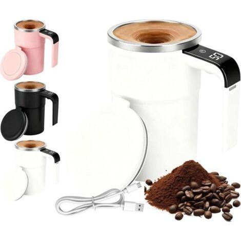 Automatic Blending Cup 380ml - USB Rechargeable Magnetic Blender with Lid, Washable for Coffee, Milk, Cocoa and Hot Drinks (White) (1/5)
