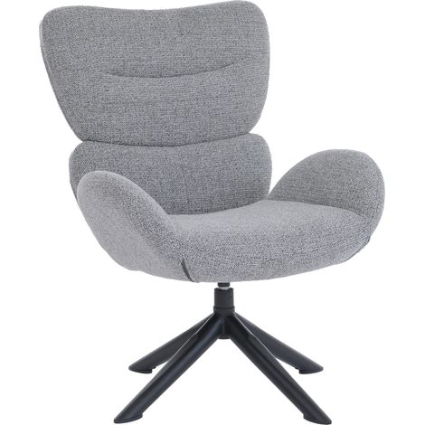 [NUNCA USADO] Sillón de salón HHG-528, sillón de salón, sillón de comedor, giratorio, metal y chenilla (420 g/m²), gris oscuro (1/5)