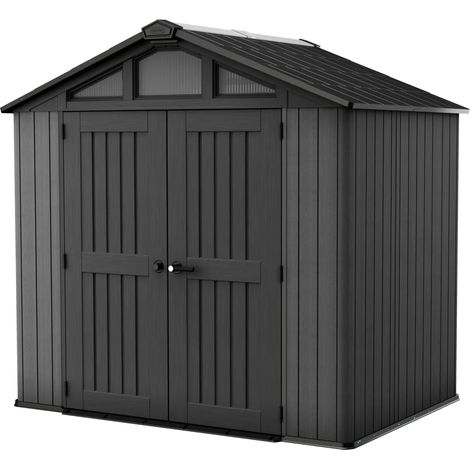 KETER Stronghold 8x6 Gartenhaus wetterfest Holzoptik Grau (1/5)