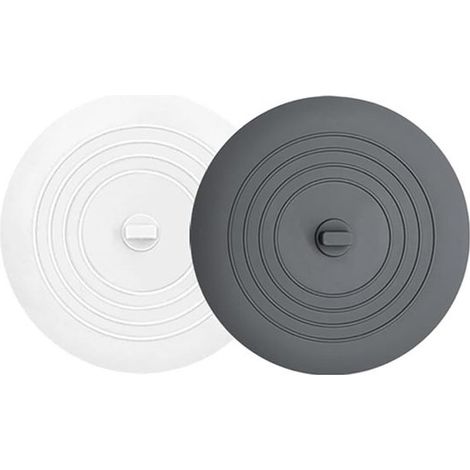 Juego de 2 tapones de desagüe de silicona，Tapón de desagüe de 15 cm，Apto para fregaderos，Blanco y negro (1/5)