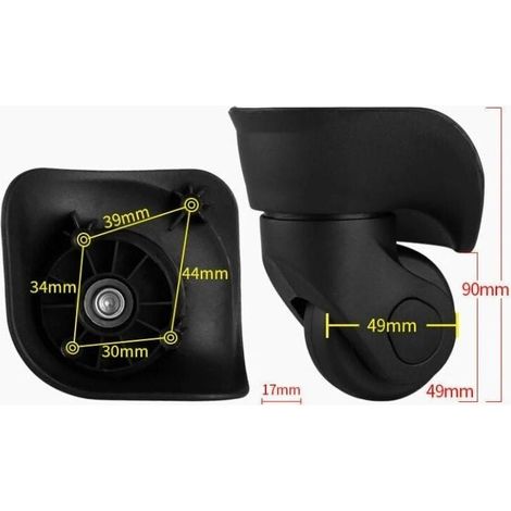 Paire de roulettes de valise silencieuses en caoutchouc – Durabilité élevée – Rotation 360° – Pour réparation de bagages – Lot de 2 pièces (1/4)