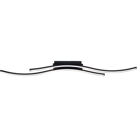 Plafonnier LED Design Ondulé en Métal et Plastique Noir Mat pour Salon et Cuisine 96 cm - PANGIVO (1/5)