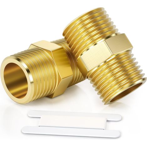 2 pièces 3/4" mâle à 3/4" mâle filetage BSP connecteur de mamelon hexagonal en laiton pour la Conversion de raccordement de tuyau (1/5)
