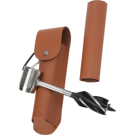 Ensemble de clé à tarière manuelle multifonctionnelle portable en acier inoxydable avec sac de rangement, étui et pochette en cuir PU marron (1/5)