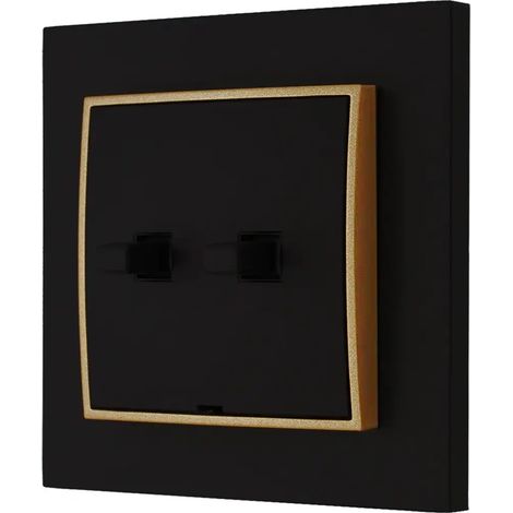Interruptor doble, estilo estadounidense, Karlik mini, negro mate/dorado (1/3)